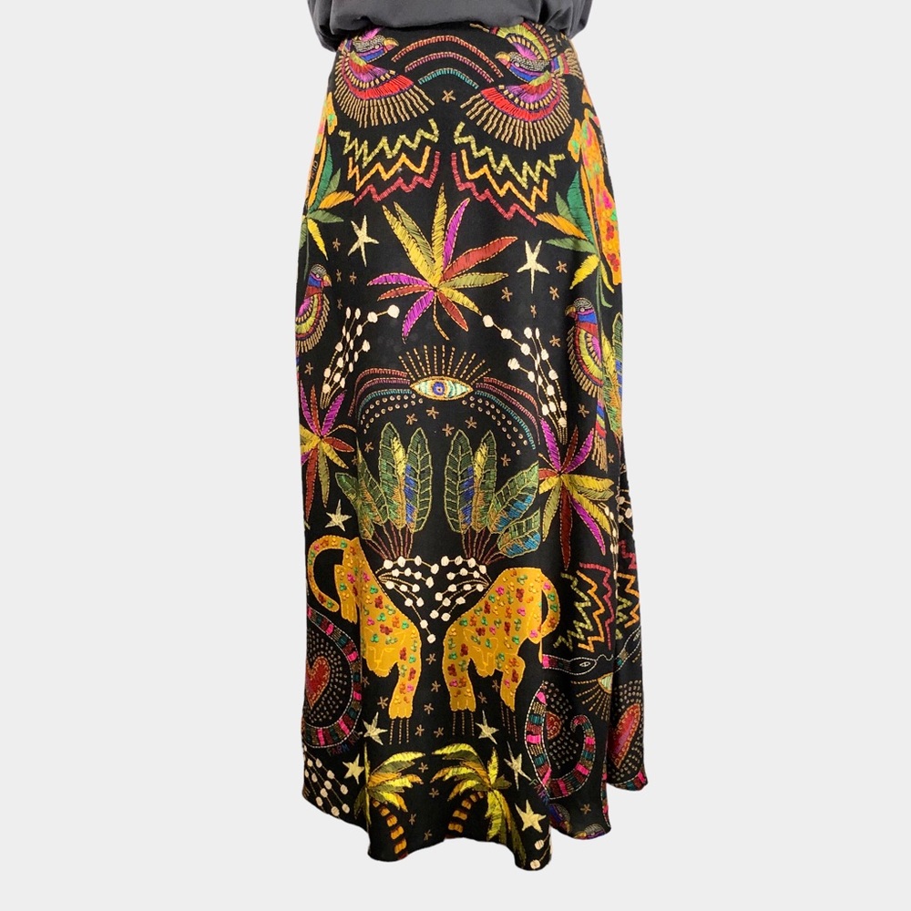 Farm for Anthropology Black Amazonia Viscose Midi/Maxi Skirt Size Small NWOT